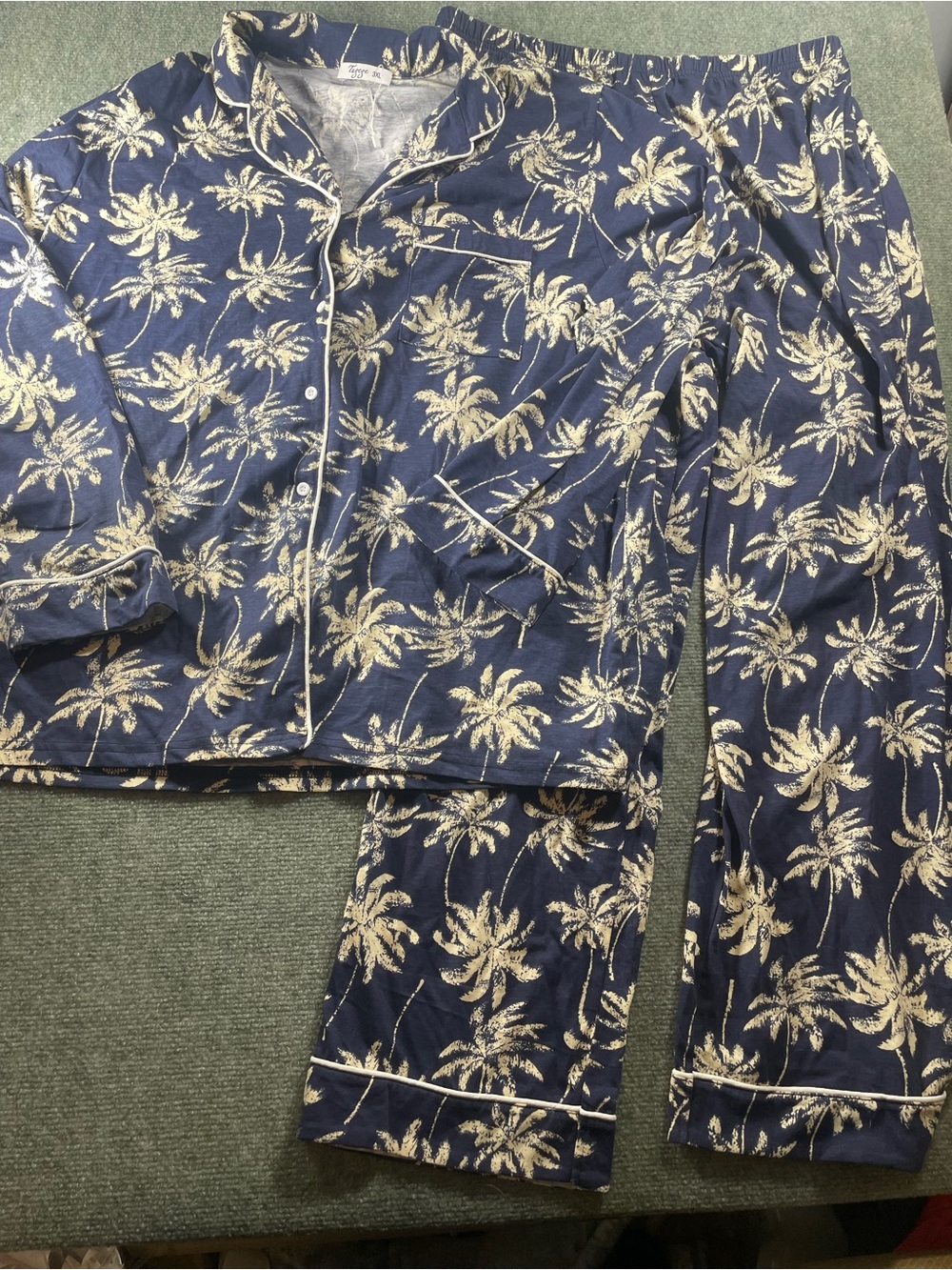 Women’s Navy Palm-Print Pajama Set